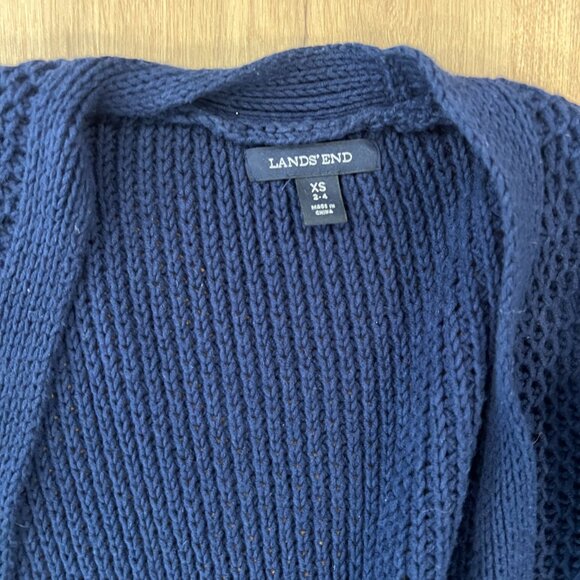 Lends End Blue Knit Cardigan Long Sweater Size XS - Picture 4 of 5